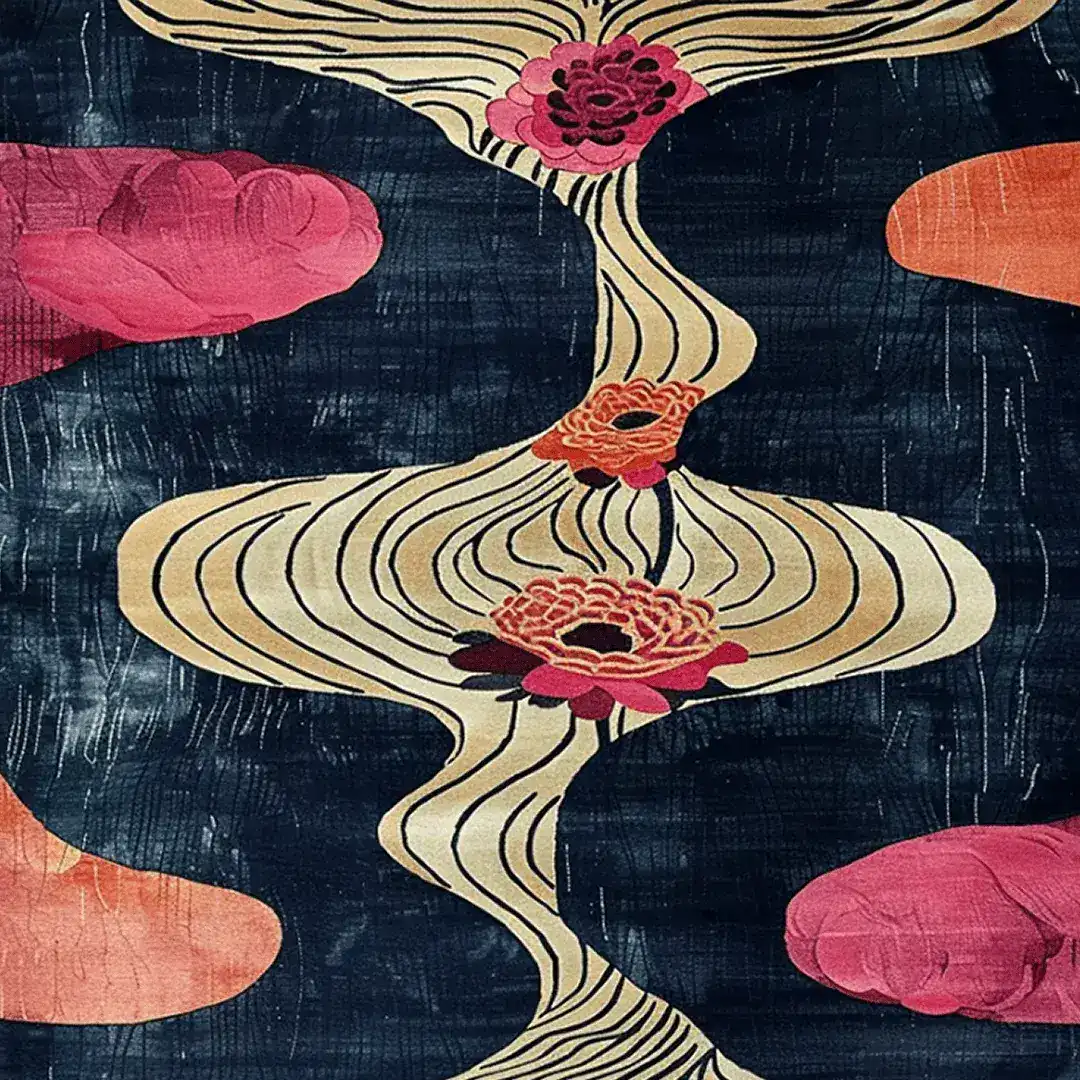 Vibrant Floral Drift Hand Tufted Area Rug showcasing an abstract design with bold colors and floral patterns. Perfect for living rooms and offices, this contemporary square area rug adds a touch of elegance to any space. Ideal for those seeking an 8x10 wool rug with a modern twist.