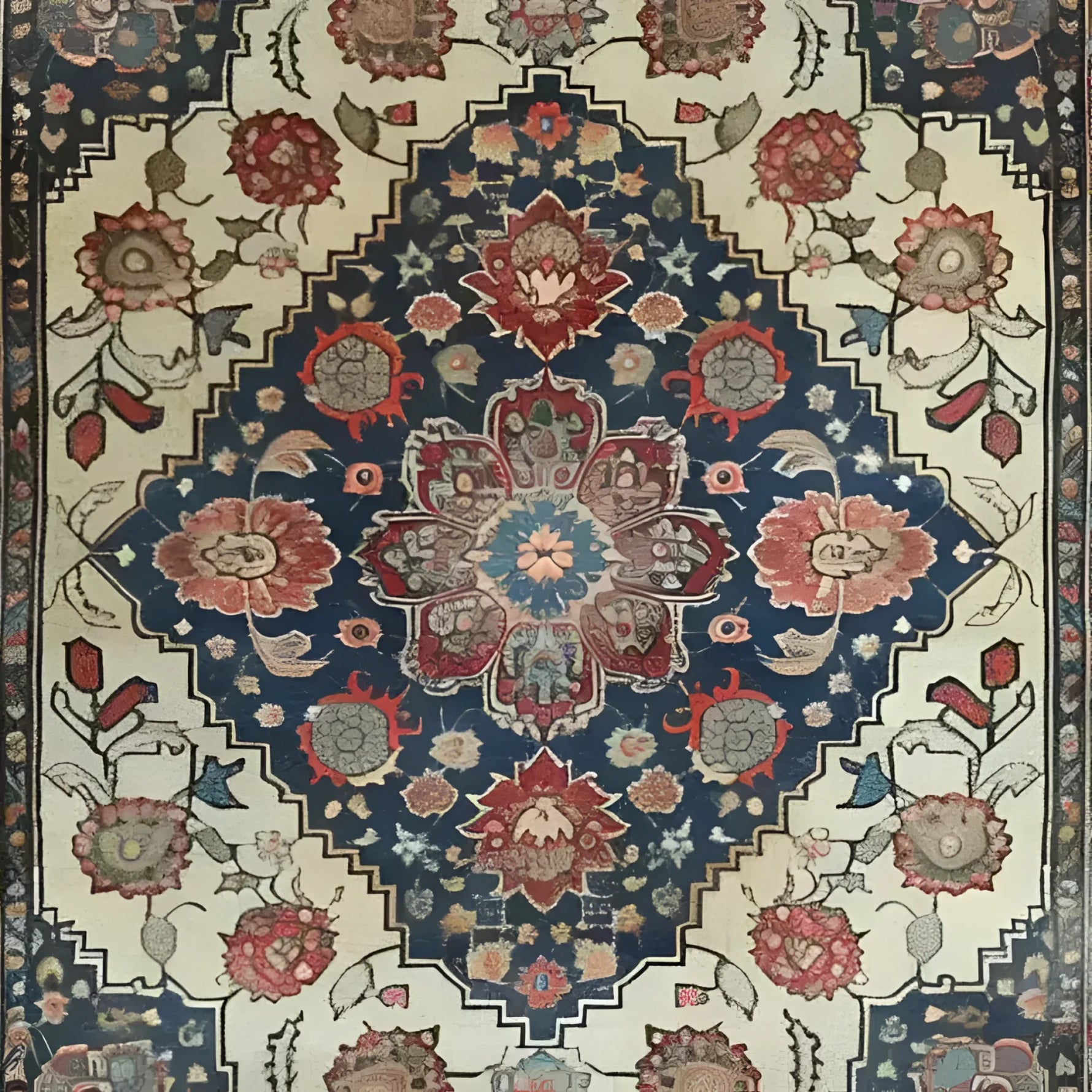 Exquisite Floral Euphoria Hand Knotted Area Rug showcasing a vibrant floral pattern with intricate designs, perfect for adding a touch of elegance to your living room. This vintage rug, with its 8x10 dimensions, combines the timeless beauty of Persian rugs with the charm of floral rugs, making it an ideal choice for area rugs for living room.