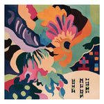 Vibrant and colorful Floral Fusion Frenzy hand-tufted area rug in a square shape, showcasing a contemporary design with abstract floral patterns. Ideal for large living rooms, this wool rug adds a striking artistic touch to your living space.