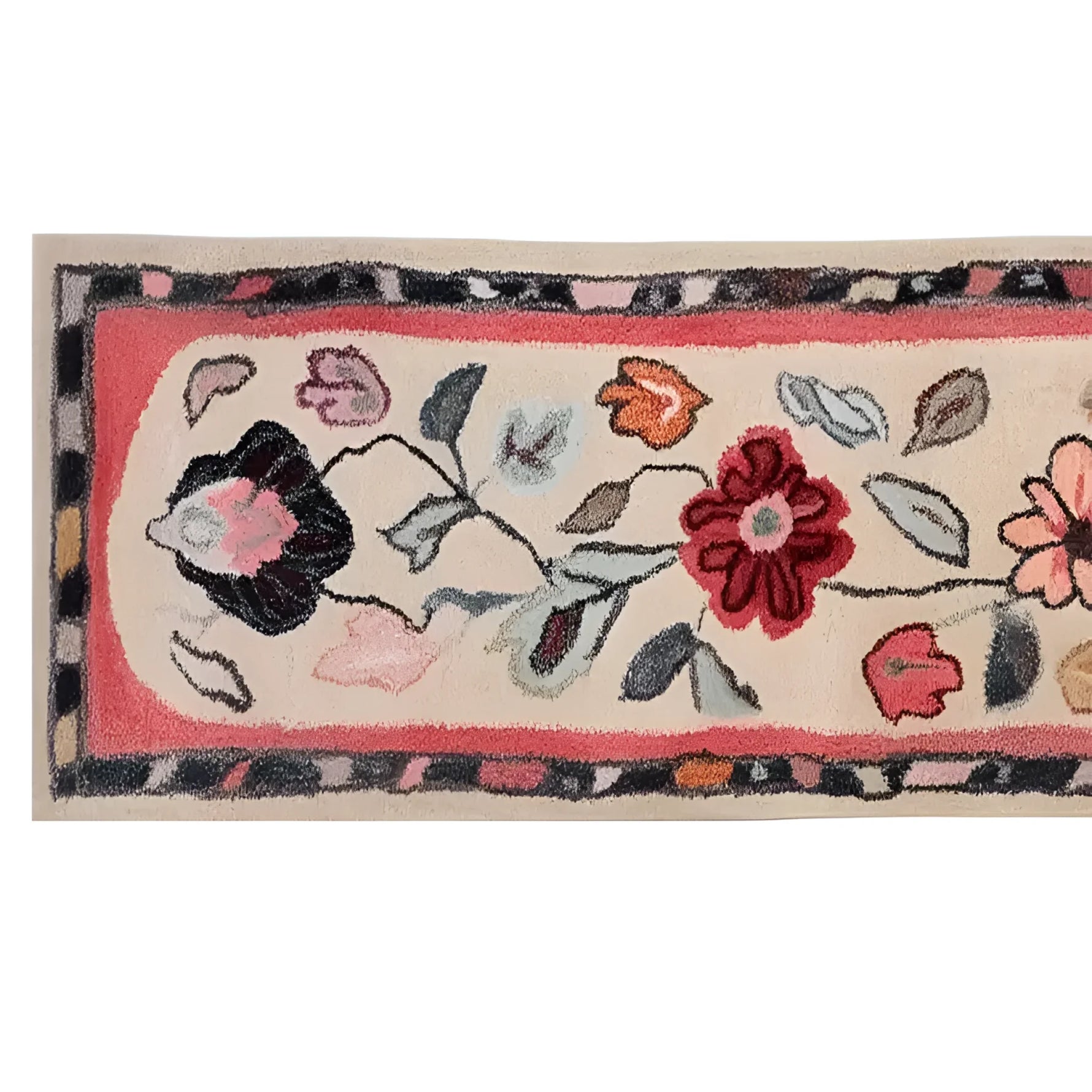 Floral Haven Hand Tufted Wool Runner Rug featuring vibrant flowers and leaves against a soft cream background, perfect for kitchen, hallway, or bathroom, adding a touch of elegance to any space.