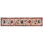 Elegant Floral Haven Hand Tufted Wool Runner Rug featuring vibrant flower patterns in shades of red, pink, and black on a beige background. Perfect for adding warmth and style to kitchens, hallways, or bathrooms.