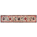 Elegant Floral Haven Hand Tufted Wool Runner Rug featuring vibrant flower patterns in shades of red, pink, and black on a beige background. Perfect for adding warmth and style to kitchens, hallways, or bathrooms.