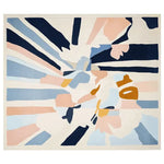 Contemporary Floral Light Surge Hand Tufted Area Rug in an abstract design with a mix of soft pink, blue, and mustard hues. Perfect as a living room rug in 8x10 size, this wool rug adds a modern touch to any space.