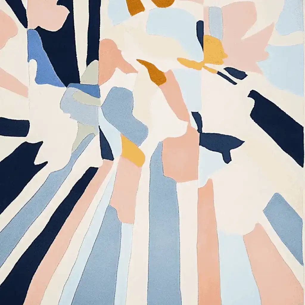 This Floral Light Surge Hand Tufted Rug features a stunning abstract design with a blend of pastel and bold colors, perfect for adding a contemporary touch to any living space. Ideal as an area rug, this wool rug is sized 8x10, making it a striking centerpiece for living room decor.