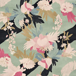 A beautifully designed area rug showcasing a floral pattern with vibrant pink, white, and green hues. This wool rug is perfect for adding a touch of elegance to your living room area, combining both style and comfort in one piece.