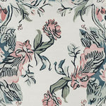 Close-up view of the Floral Reverie Hand Knotted Rug, showcasing an intricate floral design in soft pink and green hues on a wool square area rug, perfect for enhancing the elegance of living room spaces.