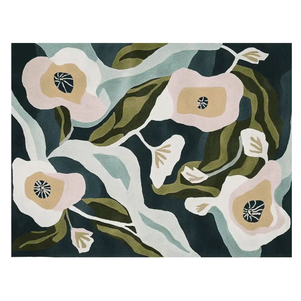 A vibrant area rug featuring an abstract floral design in soft pastel colors, ideal for adding a contemporary touch to your living room. Crafted from wool, this hand-tufted rug measures 8x10, making it a perfect choice for spacious interiors.
