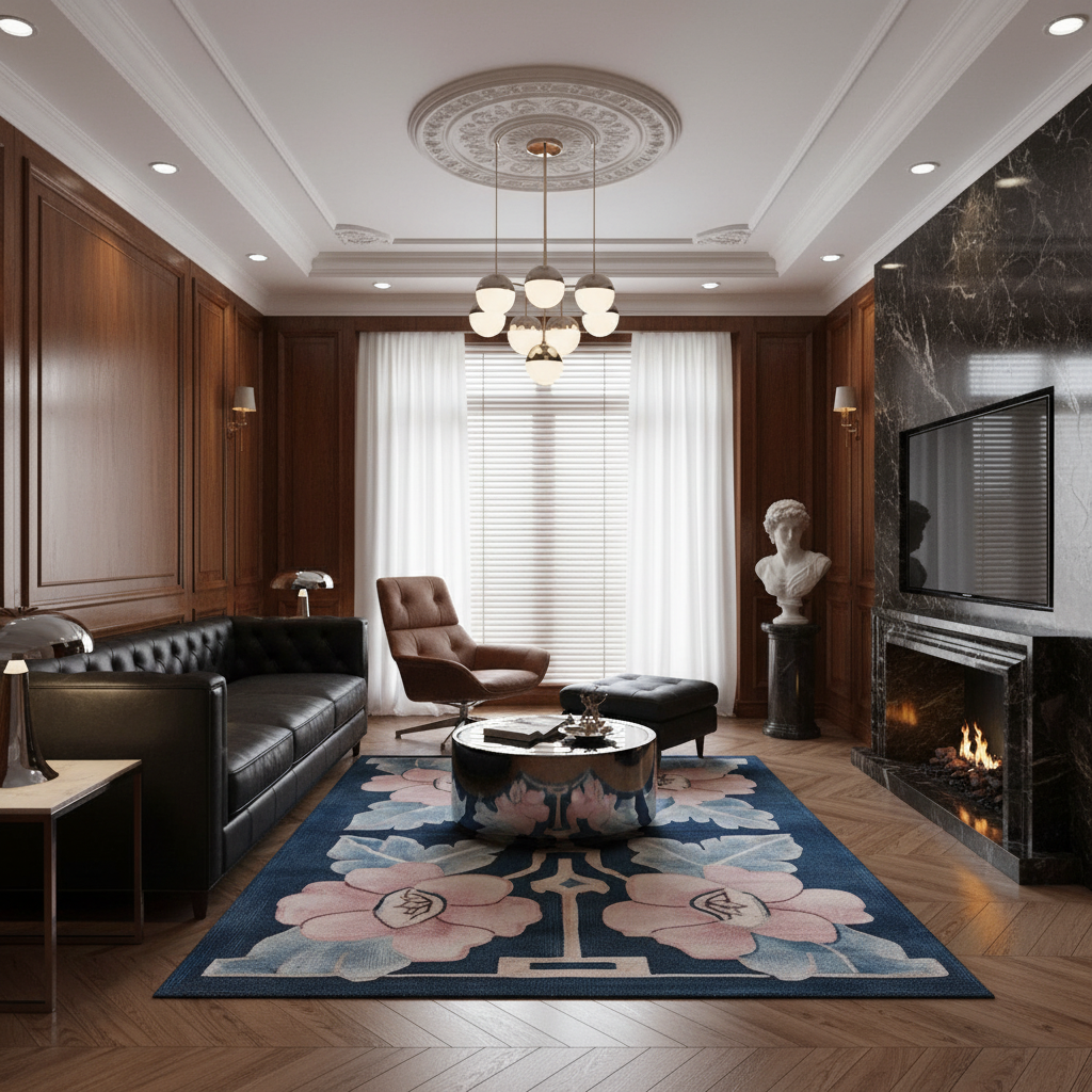 Floral Symmetry Dance Hand Tufted Wool Rug
