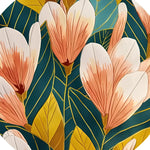 This vibrant round area rug features a stunning floral design with large pink and white petals against a rich green and yellow backdrop. Perfect for adding a touch of elegance to bedrooms or living rooms, this hand-tufted wool rug combines beauty and functionality. Ideal as a centerpiece in bedroom area rugs or as a stylish addition to living room rugs 8x10, this floral rug brings a vineyard-inspired aesthetic to any space.