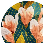 Beautiful floral vineyard hand tufted round area rug, perfect for adding a touch of elegance to your bedroom or living room. This wool rug features a vibrant design with large flowers in shades of pink and green, ideal as a centerpiece in your living room rugs 8x10 collection or as a stunning bedroom area rug.
