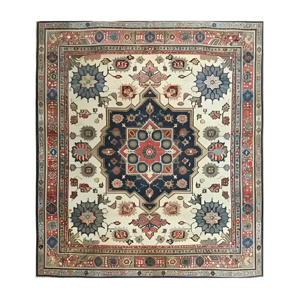 Elegant Flourishing Tapestry Hand Knotted Area Rug featuring a vintage Persian design. This 8x10 floral rug showcases intricate patterns with rich colors, perfect for adding a touch of sophistication to any living room.
