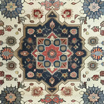 A beautifully hand-knotted area rug showcasing a vibrant floral design, perfect for adding a touch of vintage elegance to any living room. This Persian-style rug features intricate patterns and rich colors, ideal for those seeking an 8x10 living room rug with a classic flair.