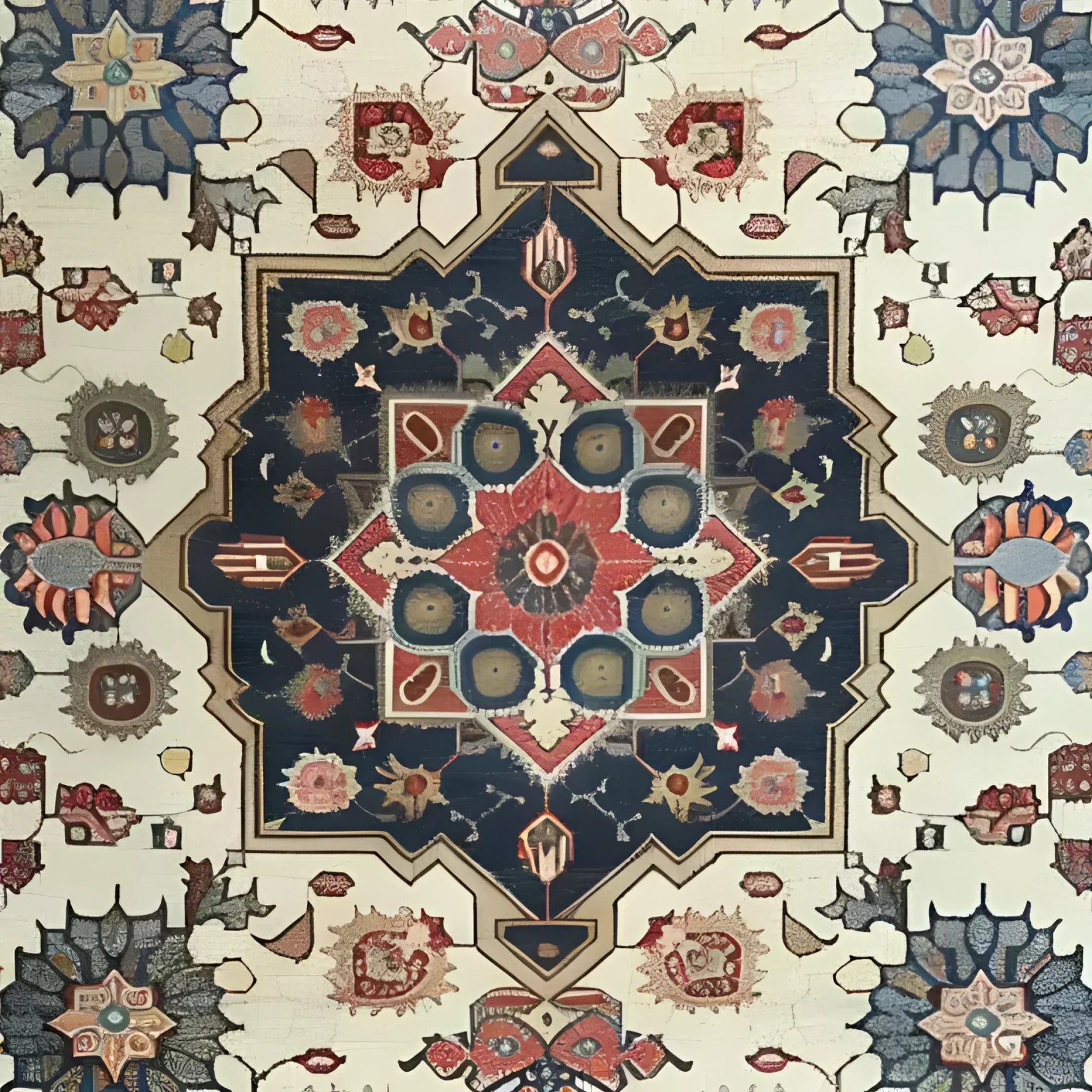 A beautifully hand-knotted area rug showcasing a vibrant floral design, perfect for adding a touch of vintage elegance to any living room. This Persian-style rug features intricate patterns and rich colors, ideal for those seeking an 8x10 living room rug with a classic flair.