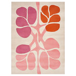 This vibrant Flower Fall Hand Tufted Wool Rug is a stunning area rug perfect for contemporary spaces. Featuring bold abstract leaf patterns in shades of pink and orange against a neutral backdrop, it adds a modern touch to any living room. Crafted from high-quality wool, this area rug is both stylish and durable.
