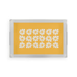 Flower Power Yellow Acrylic Serving Tray 11" x 17" Clear