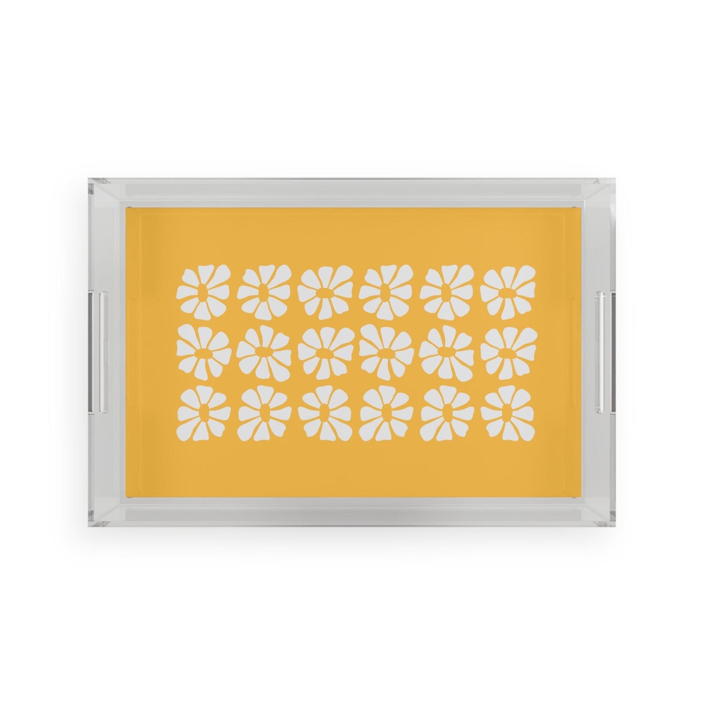 Flower Power Yellow Acrylic Serving Tray - MAIA HOMES