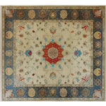 This beautifully designed Flowering Oasis Hand Knotted Area Rug features an intricate floral pattern, capturing the timeless elegance of Persian rugs. Ideal for large living room rugs, this vintage rug boasts vibrant colors with a central medallion and a rich border, perfect for enhancing any living room area with its classic design.