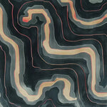 Top view of the Flowing Horizons Hand Tufted Wool Rug, featuring an abstract, wavy design in dark and light tones. This contemporary area rug is perfect for adding a stylish touch to large living room spaces.