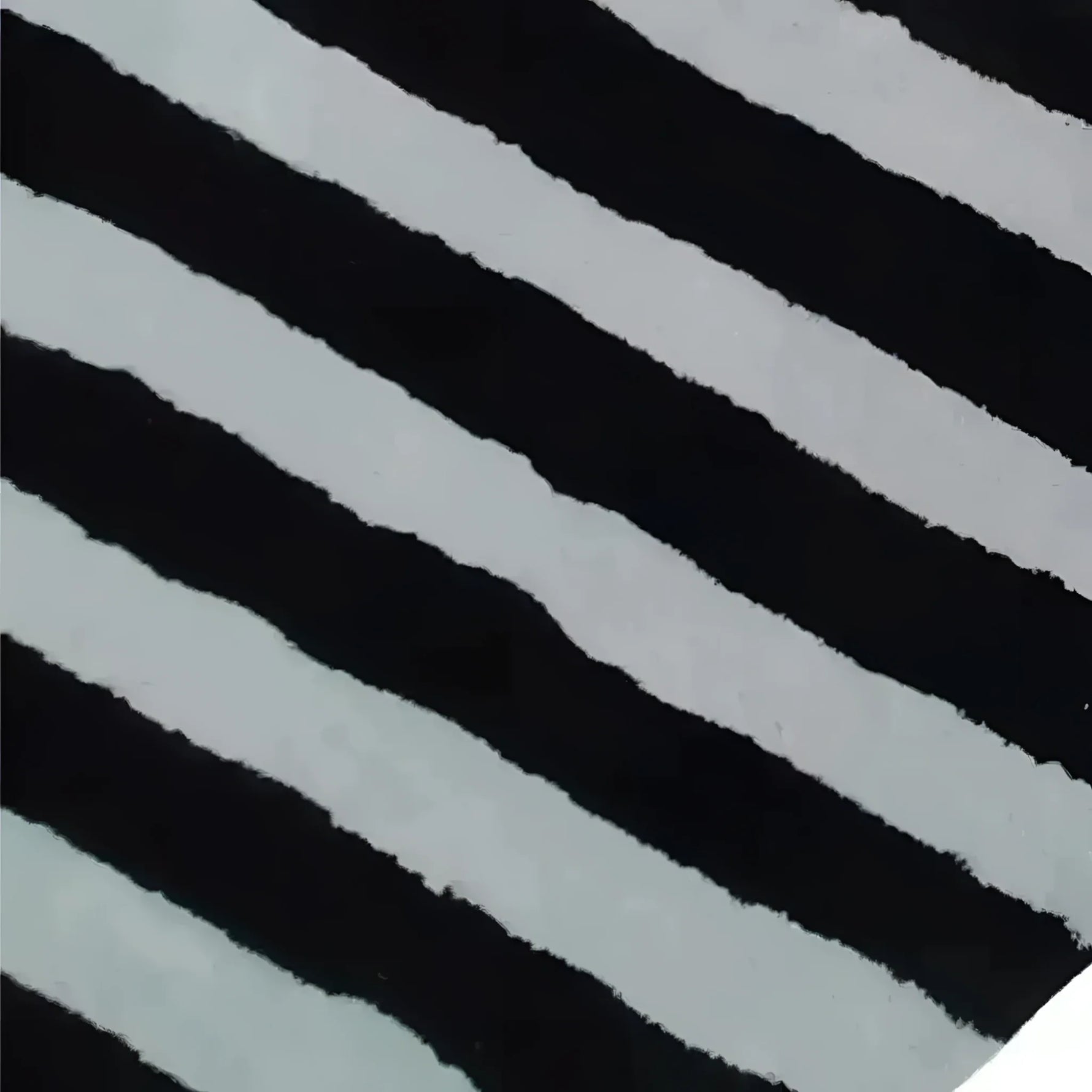 Close-up of the Flowing Illusion Black and Gray Wool Runner Rug, showcasing its bold black and gray striped pattern. Perfect as a contemporary area rug for dining rooms, kitchens, or living rooms. This vintage-inspired wool rug adds elegance to any space, whether used as a hallway runner, kitchen runner, or living room area rug.