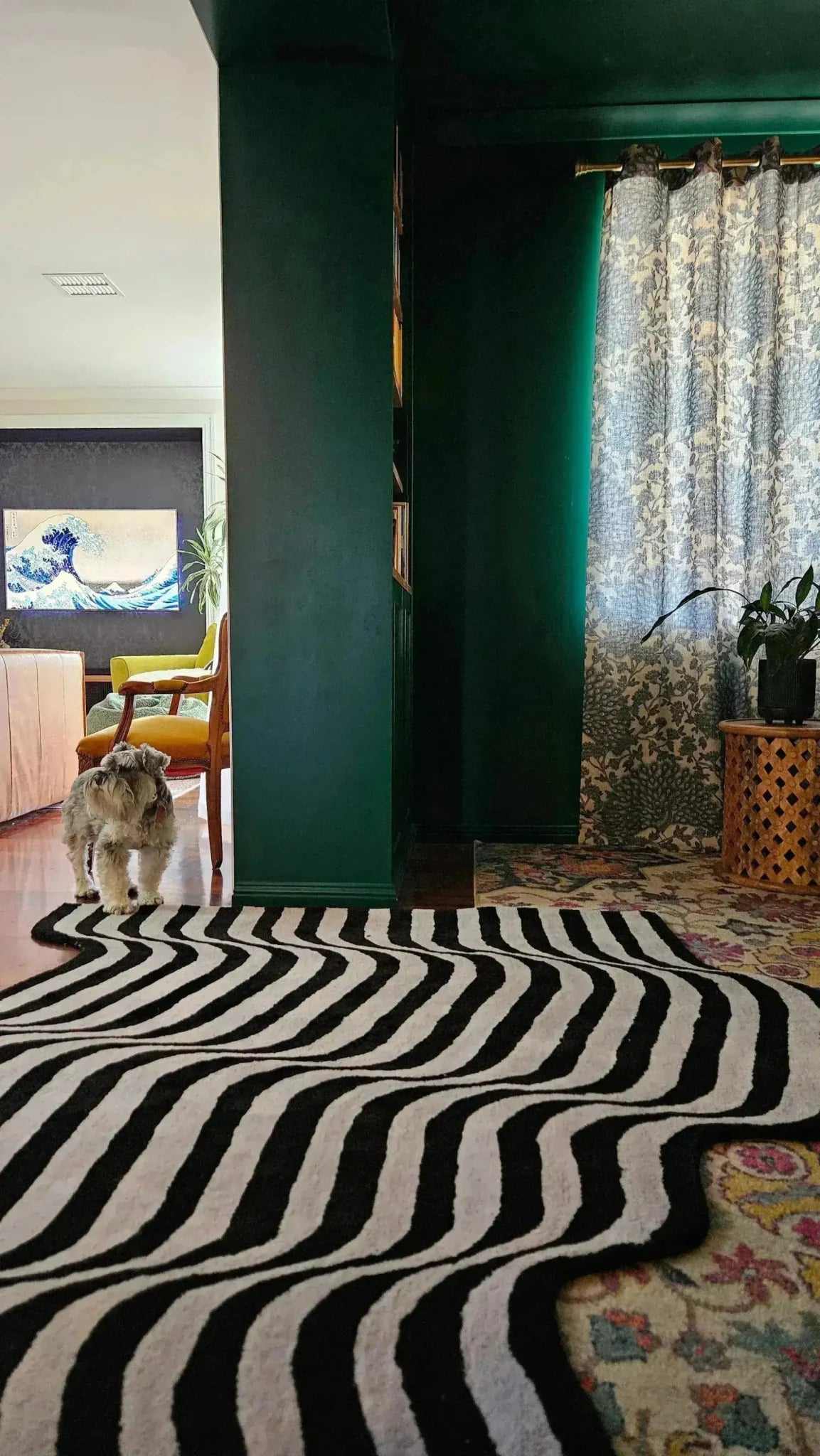 Flowing Illusion Black and Gray Hand Tufted Wool Rug 5 x 8 ft - MAIA HOMES