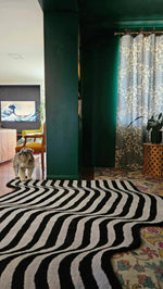 Flowing Illusion Black and Gray Hand Tufted Wool Rug 5 x 8 ft - MAIA HOMES