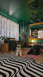 Flowing Illusion Black and Gray Hand Tufted Wool Rug 5 x 8 ft - MAIA HOMES