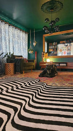 Flowing Illusion Black and Gray Hand Tufted Wool Rug 5 x 8 ft - MAIA HOMES