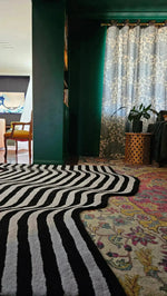 Flowing Illusion Black and Gray Hand Tufted Wool Rug 5 x 8 ft - MAIA HOMES