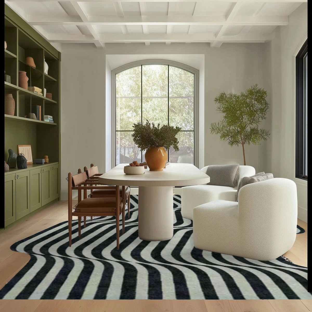 Flowing Illusion Black and Gray Hand Tufted Wool Rug