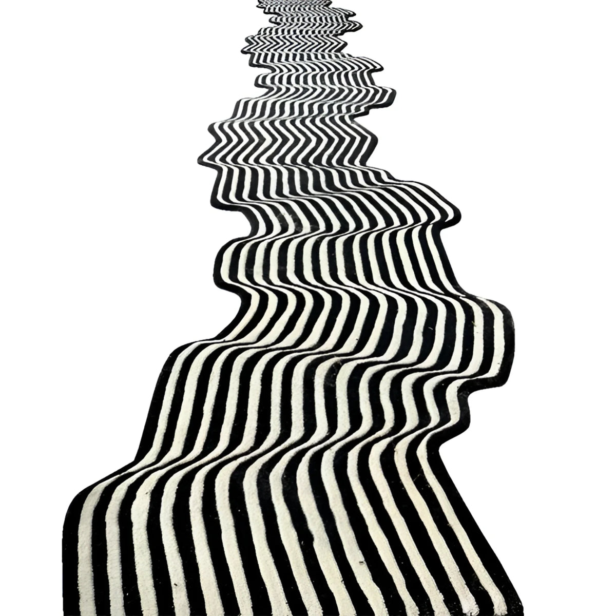 Flowing Illusion Black and Gray Wool Runner Rug