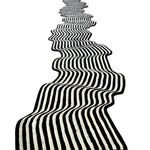 Flowing Illusion Black and Gray Wool Runner Rug