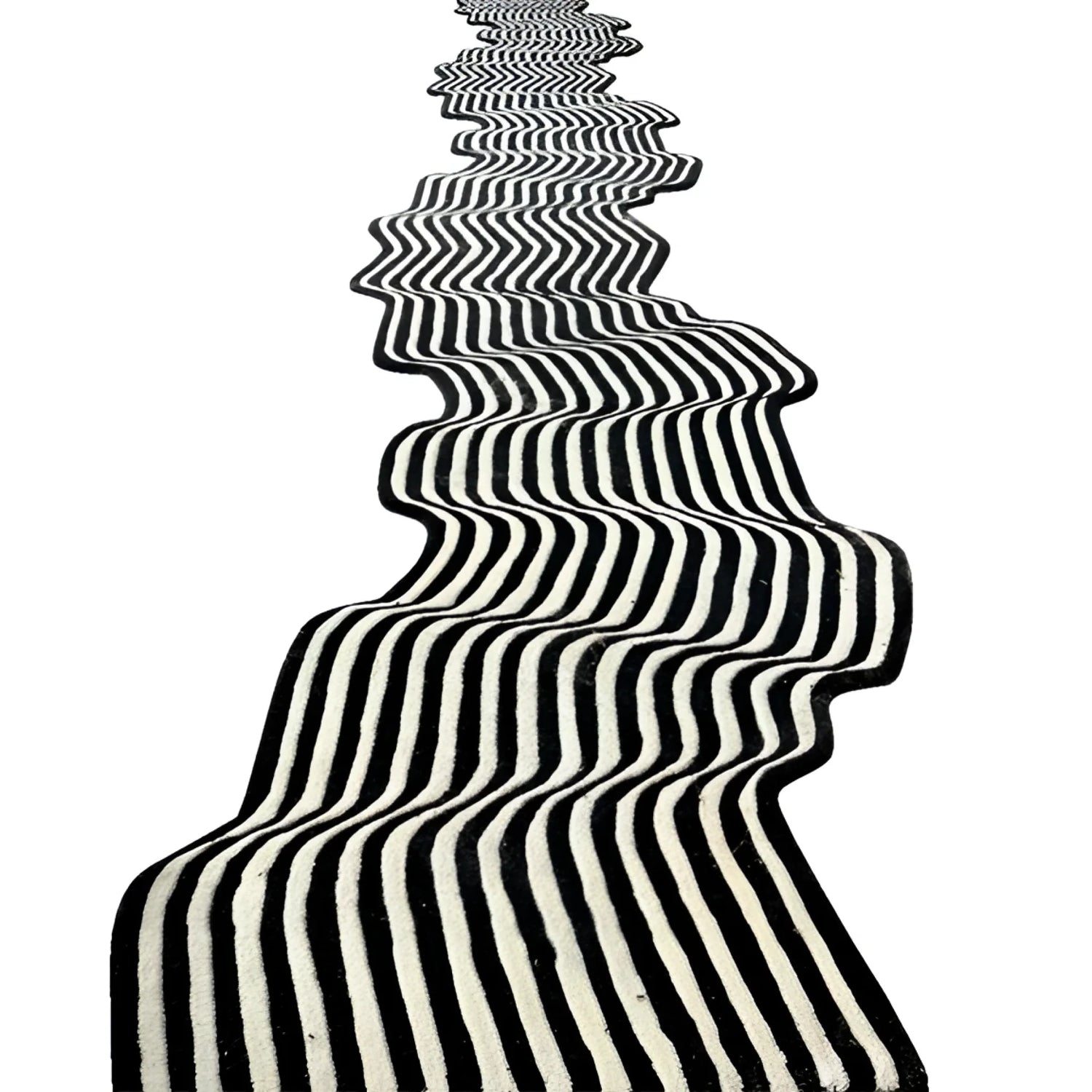 Flowing Illusion Black and Gray Wool Runner Rug