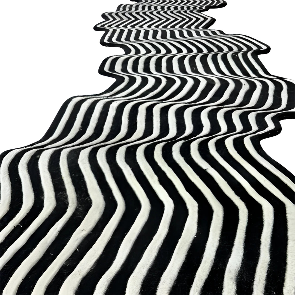 Flowing Illusion Black and Gray Wool Runner Rug