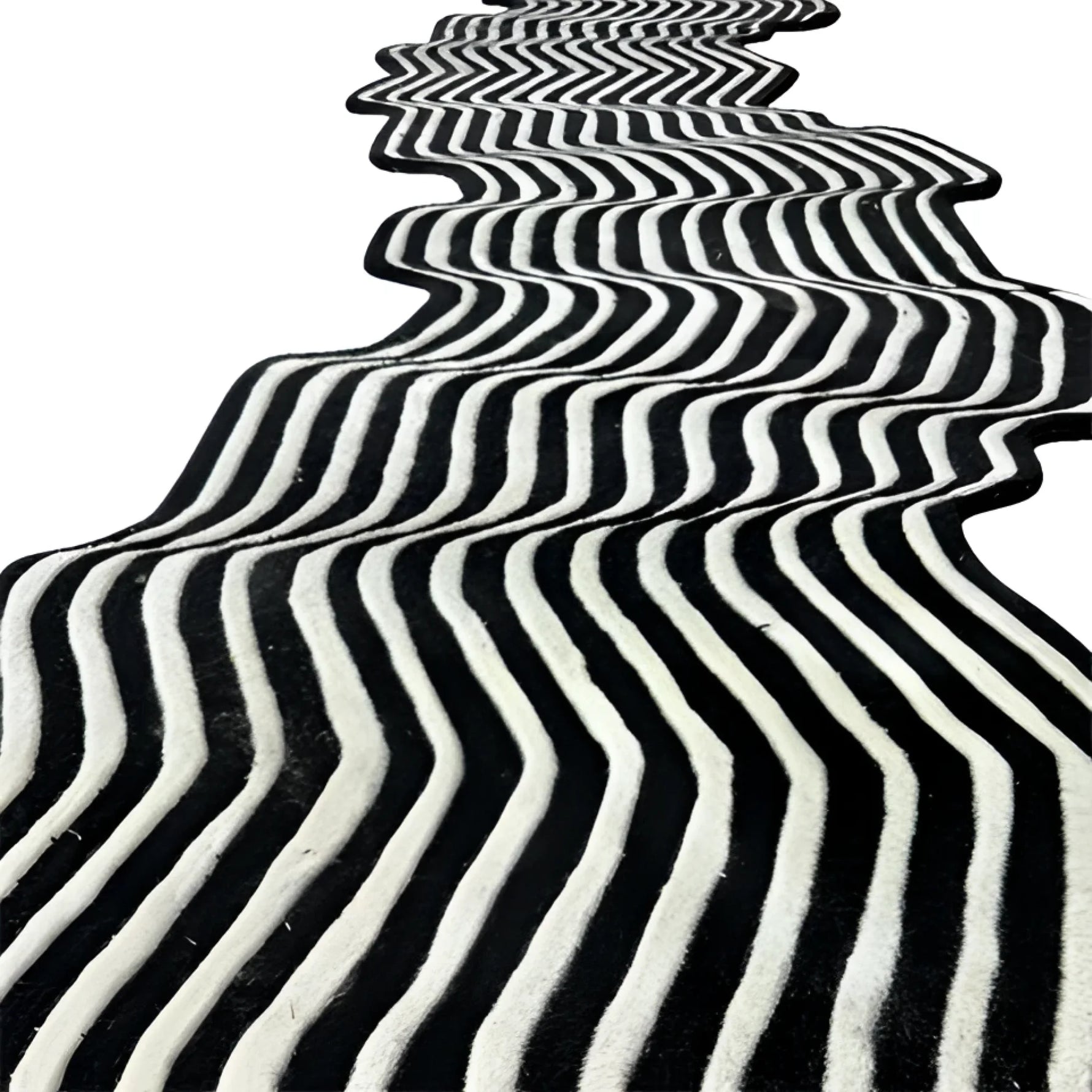 Flowing Illusion Black and Gray Wool Runner Rug