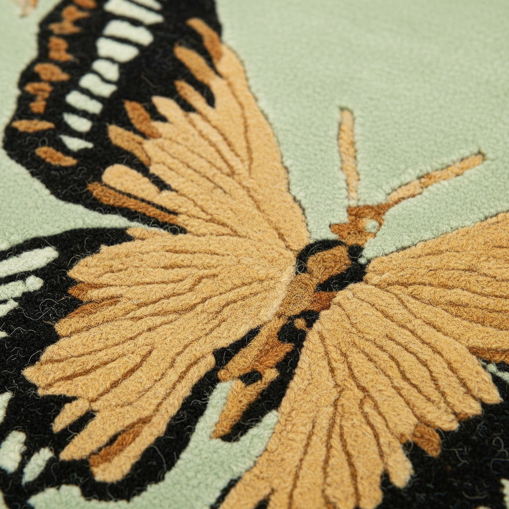 Close-up of a butterfly on rug