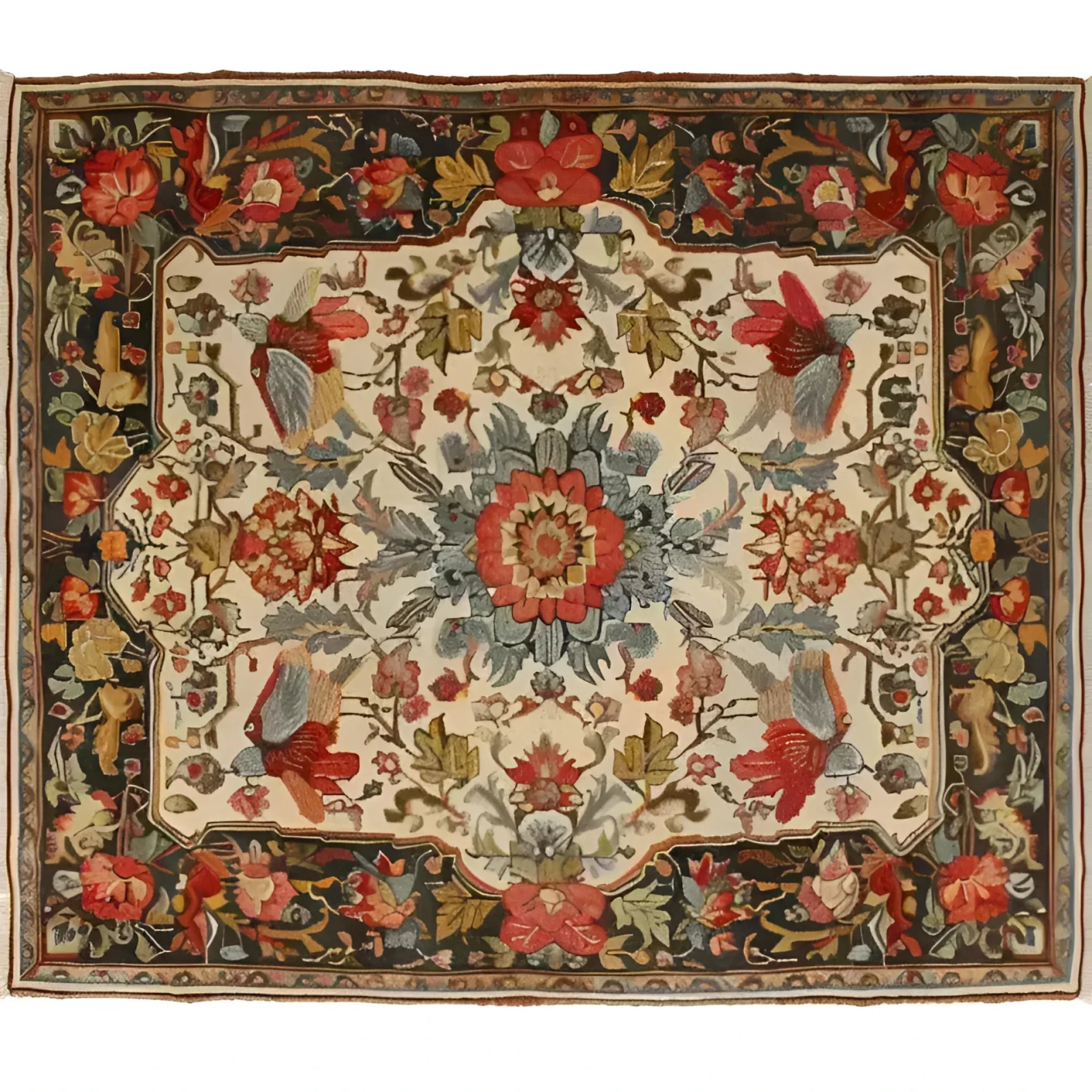 Beautifully designed Fluttering Bloom Hand Knotted Area Rug featuring intricate floral patterns and vibrant colors, perfect as a vintage rug for your living room. This elegant Persian-style rug measures 8x10 and showcases an exquisite blend of traditional motifs, ideal for adding charm to any space.