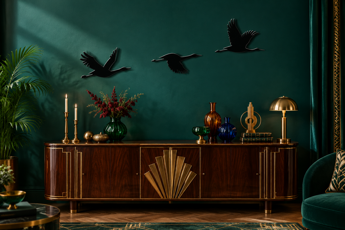 Flying Flock of Cranes Metal Wall Art