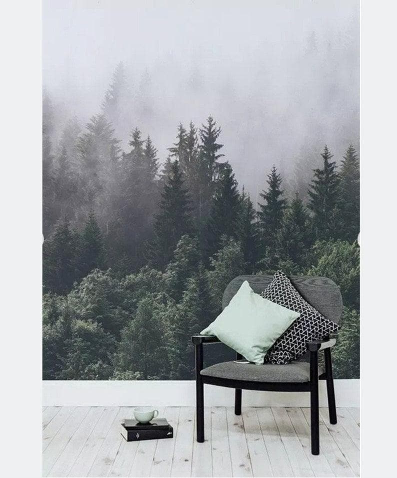 Foggy Morning Forest Landscape Wallpaper Mural - MAIA HOMES