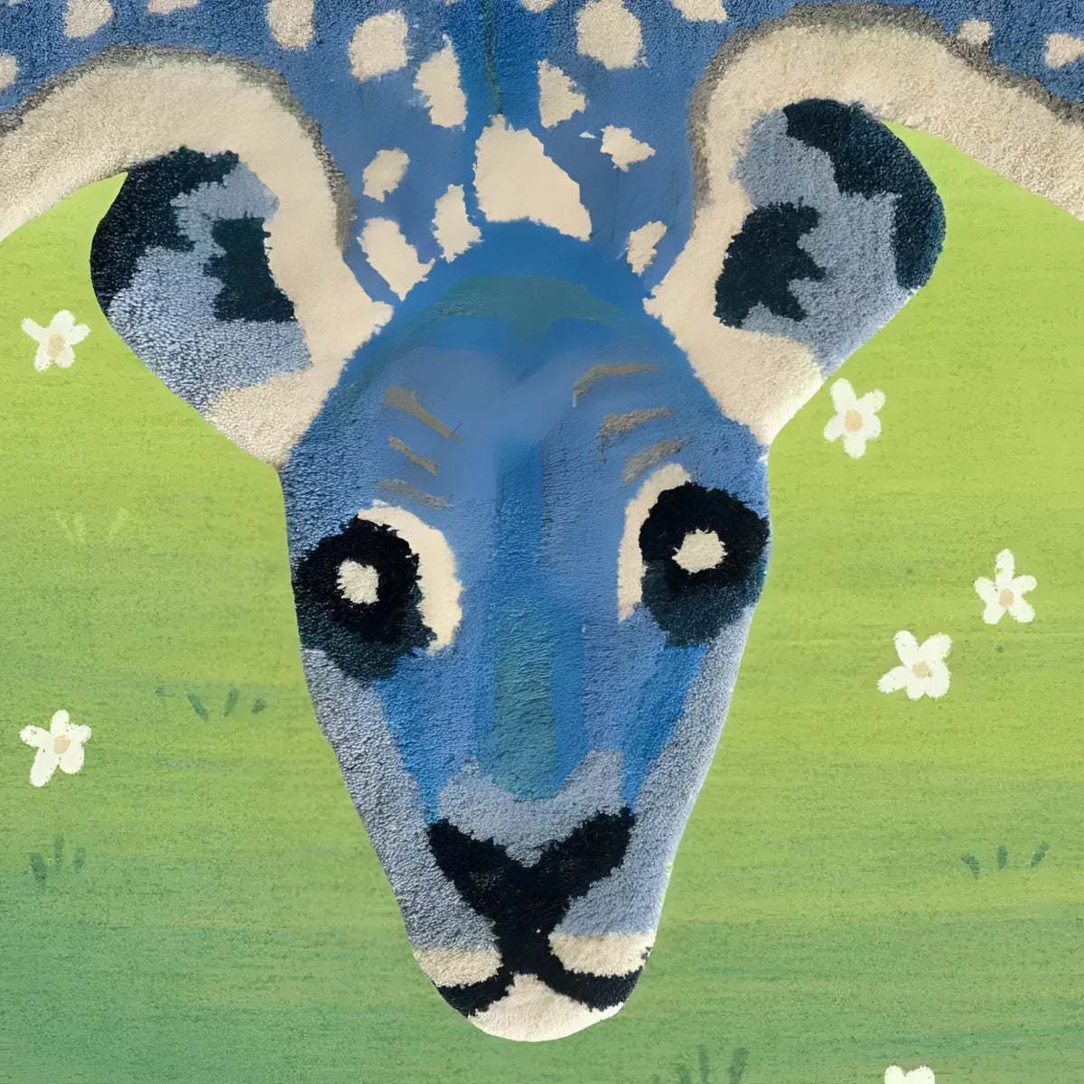 For the Love of Deer Hand Tufted Wool Rug - Dark Blue