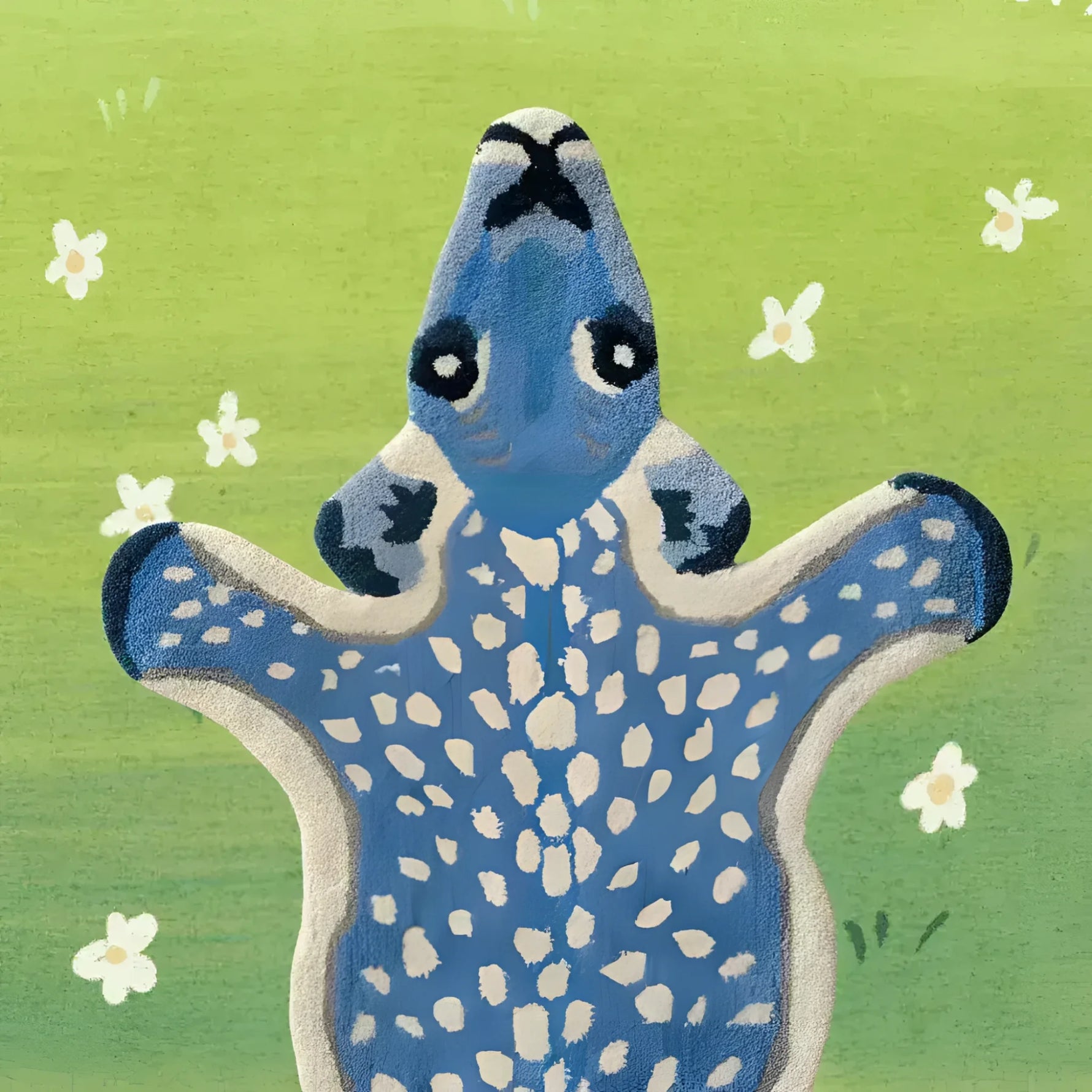 For the Love of Deer Hand Tufted Wool Rug - Dark Blue