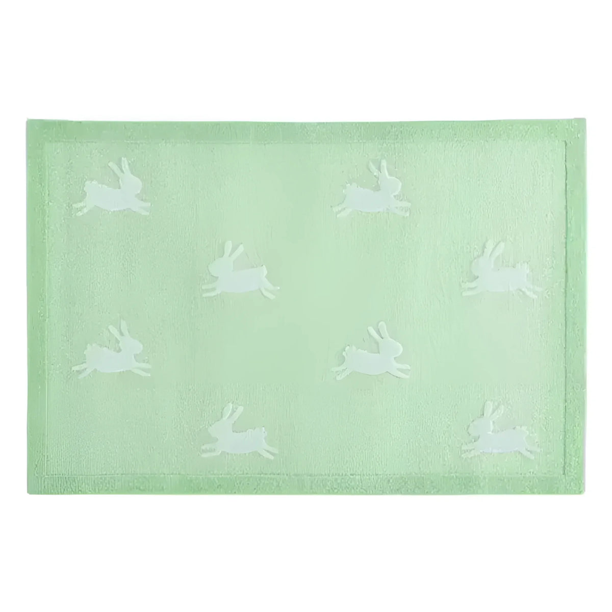 For the Love of Rabbits Hand Tufted Wool Rug - Green