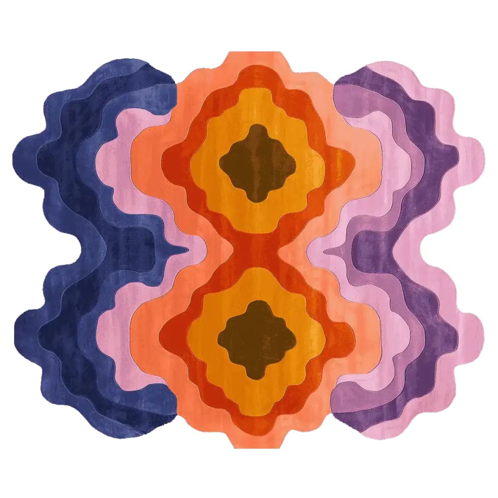 Vibrant and contemporary hand-tufted area rug showcasing an abstract design in bold colors. Perfect for adding a modern touch to living spaces, this wool rug is ideal for living room rugs 8x10. The flowing pattern makes it an eye-catching centerpiece among area rugs for living room decor.