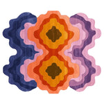 Vibrant and contemporary hand-tufted area rug showcasing an abstract design in bold colors. Perfect for adding a modern touch to living spaces, this wool rug is ideal for living room rugs 8x10. The flowing pattern makes it an eye-catching centerpiece among area rugs for living room decor.