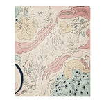 The Fossil Bloom Field Hand Tufted Rug showcases an abstract design with soft pastel colors, ideal for adding a contemporary touch to any living space. This wool area rug is perfect for large living rooms, combining artistic flair with the comfort and durability of high-quality materials.