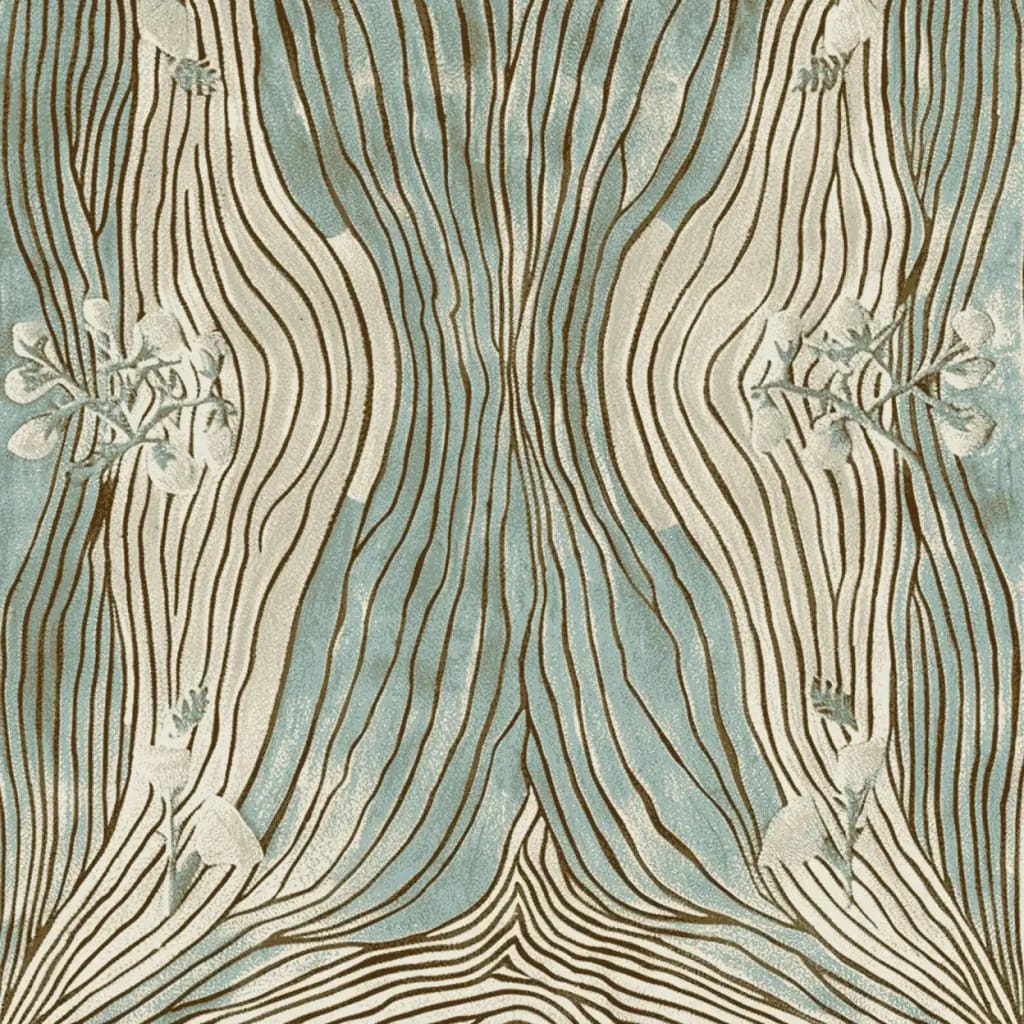 This contemporary area rug, titled 'Fossil Trace Field Hand Tufted Rug,' showcases a unique abstract design with flowing lines and subtle botanical patterns. Crafted from high-quality wool, this rug is perfect for enhancing living room spaces, offering both style and comfort.