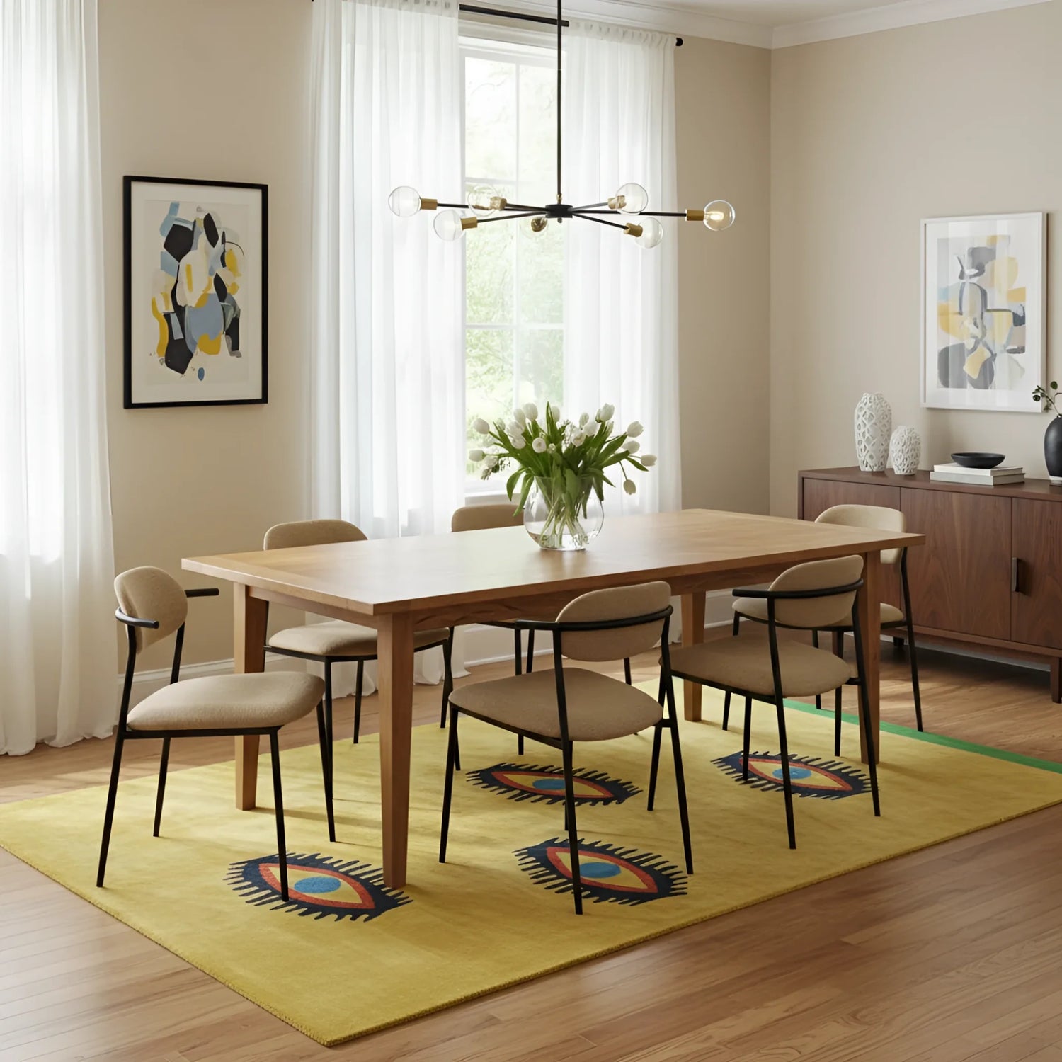 Four Evil Eyes Viscose Hand Tufted Wool Rug