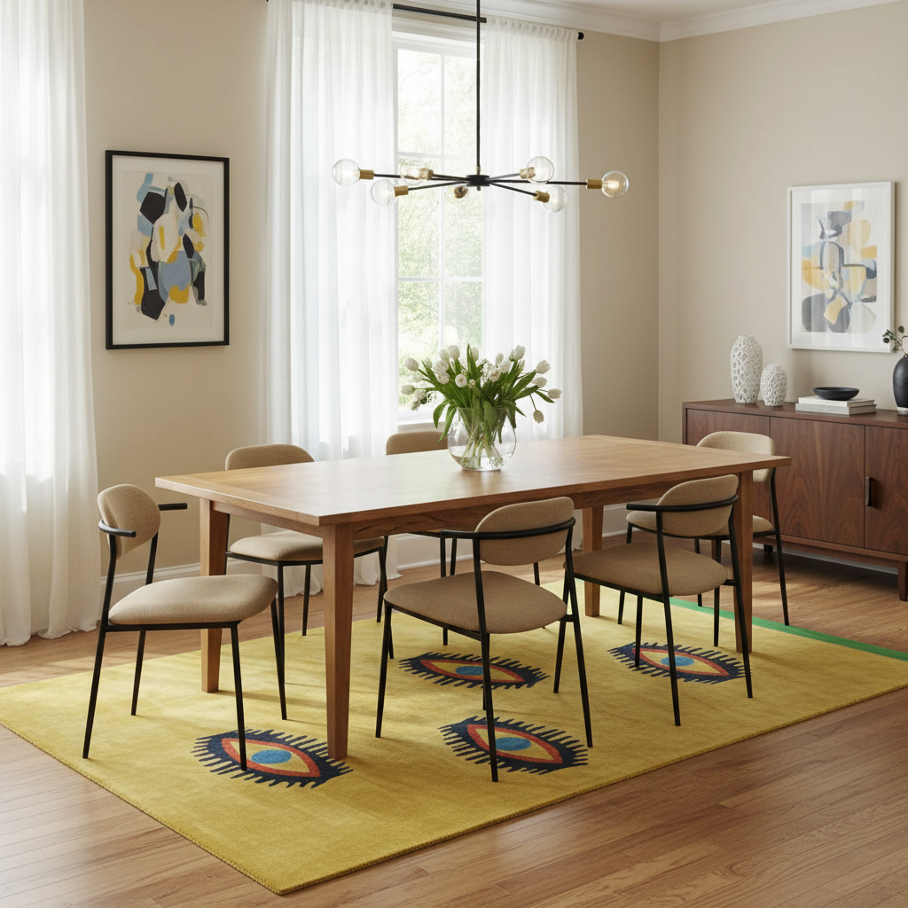 Four Evil Eyes Viscose Hand Tufted Wool Rug