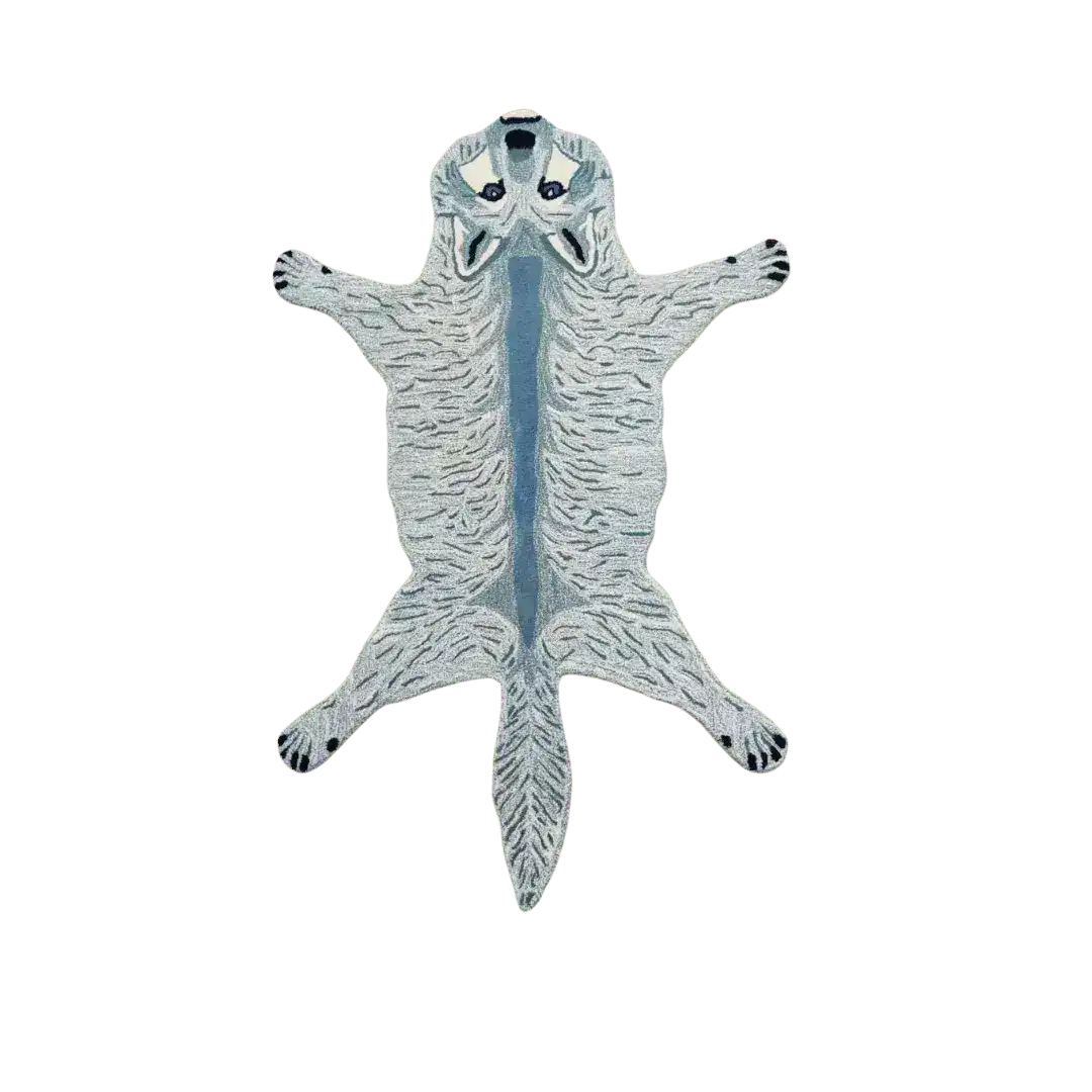 Charming fox-shaped area rug made from hand-tufted wool, perfect for adding a playful touch to your dining room or living room. This unique dining table rug features a detailed design that resembles a fox, making it a standout piece for your dining room carpets collection.