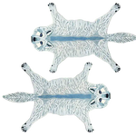 Charming fox-shaped hand-tufted wool area rug, perfect for adding a playful touch to your dining room or living room. The intricate design of this dining table rug features two fox motifs, ideal for those seeking unique dining room carpets.