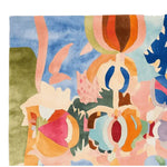 A vibrant and colorful Fractal Memory Hand Tufted square area rug, showcasing an abstract design with a mix of blue, pink, green, orange, and beige hues. Perfect as a wool rug for large living room spaces, this contemporary rug adds a unique artistic touch to any decor. Ideal for those seeking living room rugs 8x10 or distinctive square rugs.